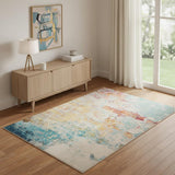 4' X 6' Sealife Abstract Power Loom Non Skid Area Rug