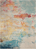 5' X 7' Blue and Orange Abstract Power Loom Area Rug