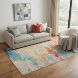 5' X 7' Blue and Orange Abstract Power Loom Area Rug