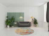 8' X 8' Sealife Round Abstract Power Loom Non Skid Area Rug