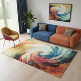 5' X 7' Wave Abstract Power Loom Non Skid Area Rug