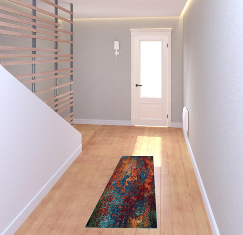 2' X 6' Atlantic Abstract Power Loom Non Skid Runner Rug