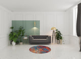 5' X 5' Atlantic Round Abstract Power Loom Non Skid Area Rug