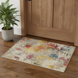 3' X 5' Ivory Abstract Power Loom Non Skid Area Rug