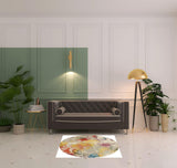 4' Ivory Abstract Round Rug