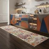 2' X 8' Pink Abstract Power Loom Distressed Non Skid Runner Rug