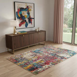 4' X 6' Sunset Abstract Power Loom Non Skid Area Rug
