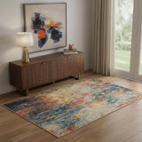 4' X 6' Multicolor Abstract Power Loom Non Skid Area Rug