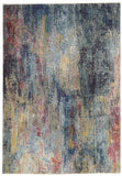 4' X 6' Blue And Ivory Abstract Distressed Area Rug