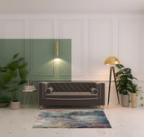 4' X 6' Blue And Ivory Abstract Distressed Area Rug