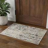 2' X 4' Beige And Grey Abstract Power Loom Non Skid Area Rug