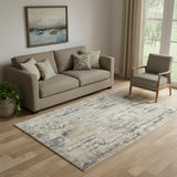 5' X 7' Beige And Grey Abstract Power Loom Non Skid Area Rug
