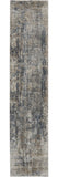 2' X 8' Blue And Beige Abstract Power Loom Distressed Non Skid Runner Rug