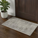 2' X 4' Beige And Grey Abstract Power Loom Non Skid Area Rug