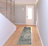 2' X 8' Grey And Beige Abstract Power Loom Non Skid Runner Rug