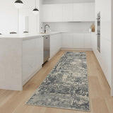 2' X 8' Grey And Beige Abstract Power Loom Non Skid Runner Rug