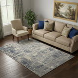 5' X 7' Grey And Beige Abstract Power Loom Non Skid Area Rug