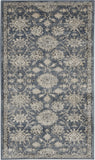2' X 4' Blue And Beige Oriental Distressed Area Rug