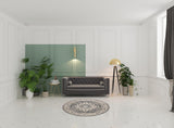 5' Gray And Ivory Oriental Distressed Round Rug