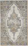 3' X 5' Grey And Light Blue Oriental Power Loom Non Skid Area Rug