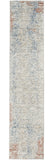 2' X 8' Ivory Abstract Power Loom Distressed Non Skid Runner Rug
