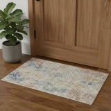 3' X 5' Ivory Abstract Power Loom Distressed Non Skid Area Rug
