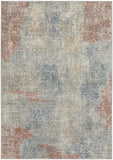 5' X 7' Ivory Abstract Power Loom Distressed Non Skid Area Rug