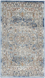 2' X 4' Ivory And Blue Oriental Power Loom Non Skid Area Rug