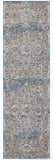 2' X 8' Ivory And Blue Oriental Power Loom Non Skid Runner Rug