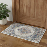 2' X 4' Blue And Grey Oriental Power Loom Non Skid Area Rug