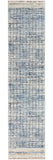 2' X 8' Blue Abstract Power Loom Distressed Non Skid Runner Rug