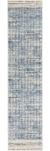 2' X 8' Blue Abstract Power Loom Distressed Non Skid Runner Rug