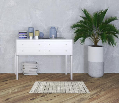 2' X 4' Ivory And Grey Abstract Power Loom Distressed Non Skid Area Rug