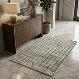3' X 5' Ivory And Grey Abstract Power Loom Distressed Non Skid Area Rug