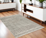 4' X 6' Ivory And Grey Abstract Power Loom Distressed Non Skid Area Rug