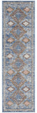 2' X 8' Blue Southwestern Power Loom Non Skid Runner Rug