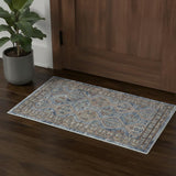 2' X 4' Blue Southwestern Power Loom Non Skid Area Rug