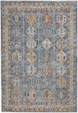4' X 6' Blue Southwestern Power Loom Non Skid Area Rug