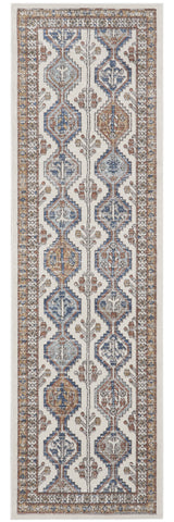 2' X 8' Grey Southwestern Power Loom Non Skid Runner Rug