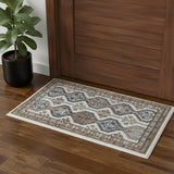 2' X 4' Ivory Southwestern Power Loom Non Skid Area Rug