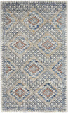 3' X 5' Blue And Ivory Southwestern Power Loom Non Skid Area Rug