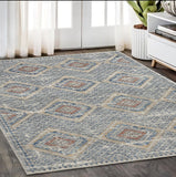 5' X 7' Blue And Ivory Southwestern Power Loom Non Skid Area Rug