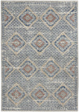 5' X 7' Blue And Ivory Southwestern Power Loom Non Skid Area Rug