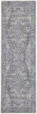 6' Gray And Blue Oriental Distressed Washable Runner Rug