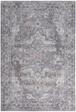 4' X 6' Grey Oriental Power Loom Distressed Washable Area Rug