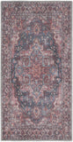 2' X 4' Red Oriental Power Loom Distressed Washable Area Rug