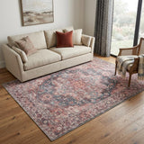 5' X 7' Multicolor Oriental Power Loom Distressed Washable Area Rug