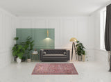 5' X 7' Pink And Blue Oriental Distressed Washable Area Rug