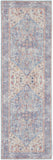 6' Blue Orange And Red Oriental Distressed Washable Runner Rug