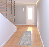 6' Blue Orange And Red Oriental Distressed Washable Runner Rug